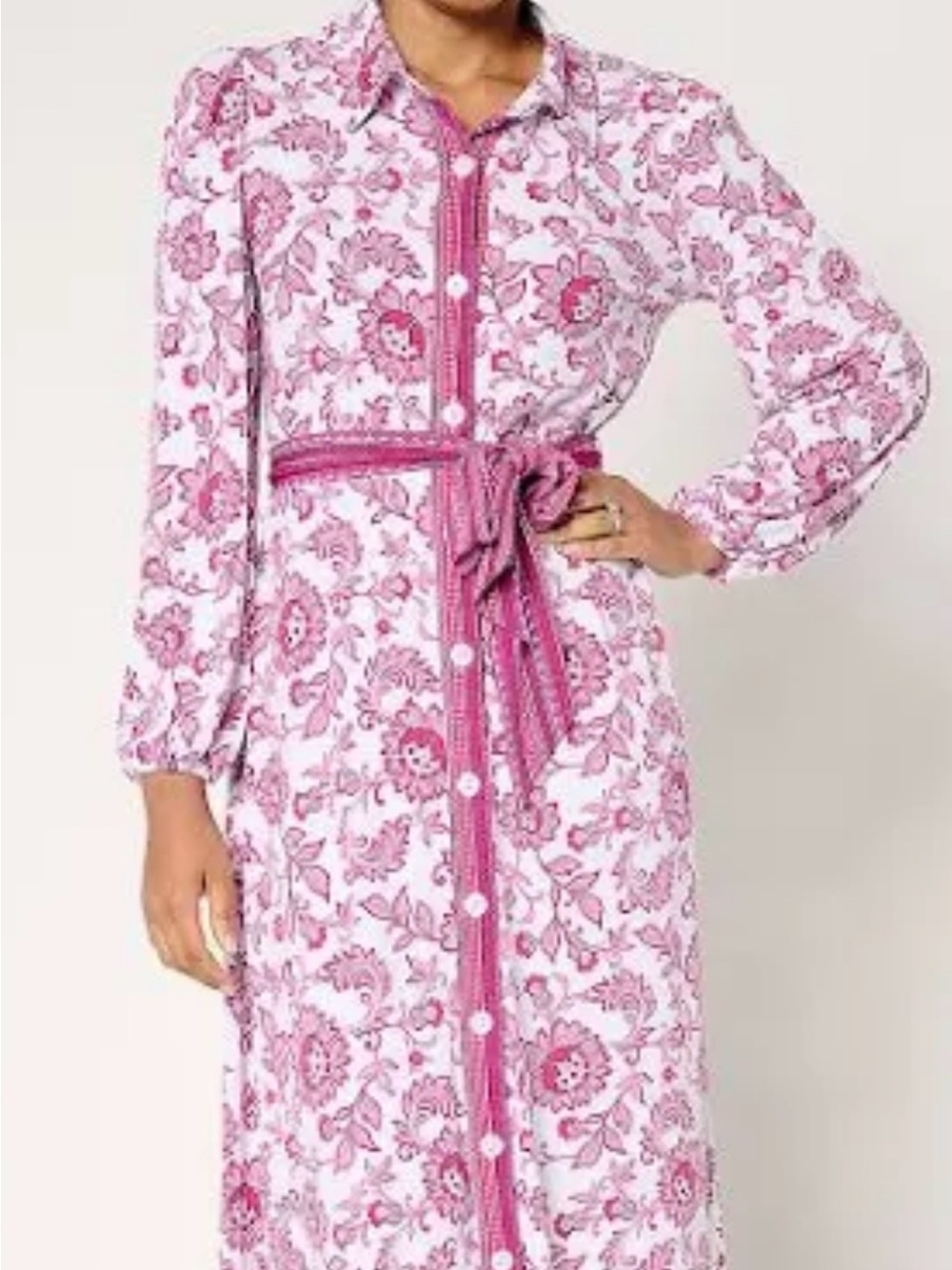 Susan Graver Pink Floral Print Maxi Dress